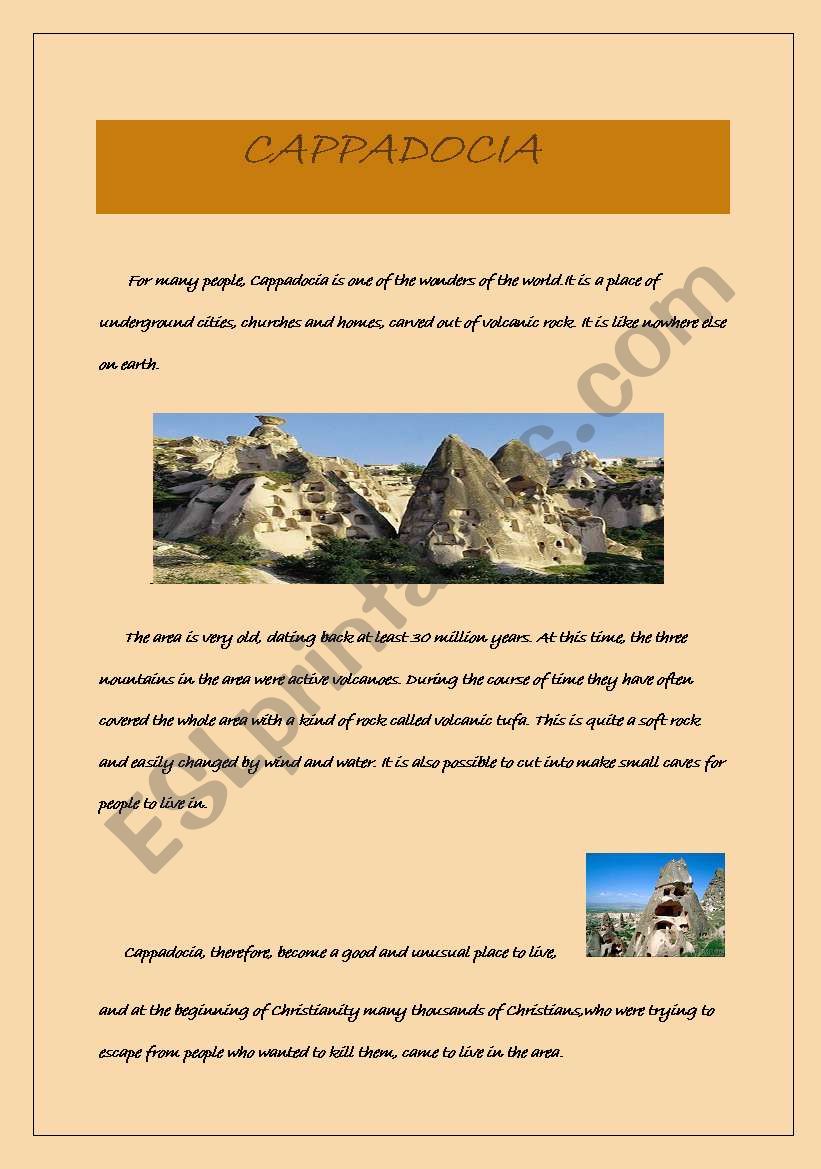 cappadocia worksheet
