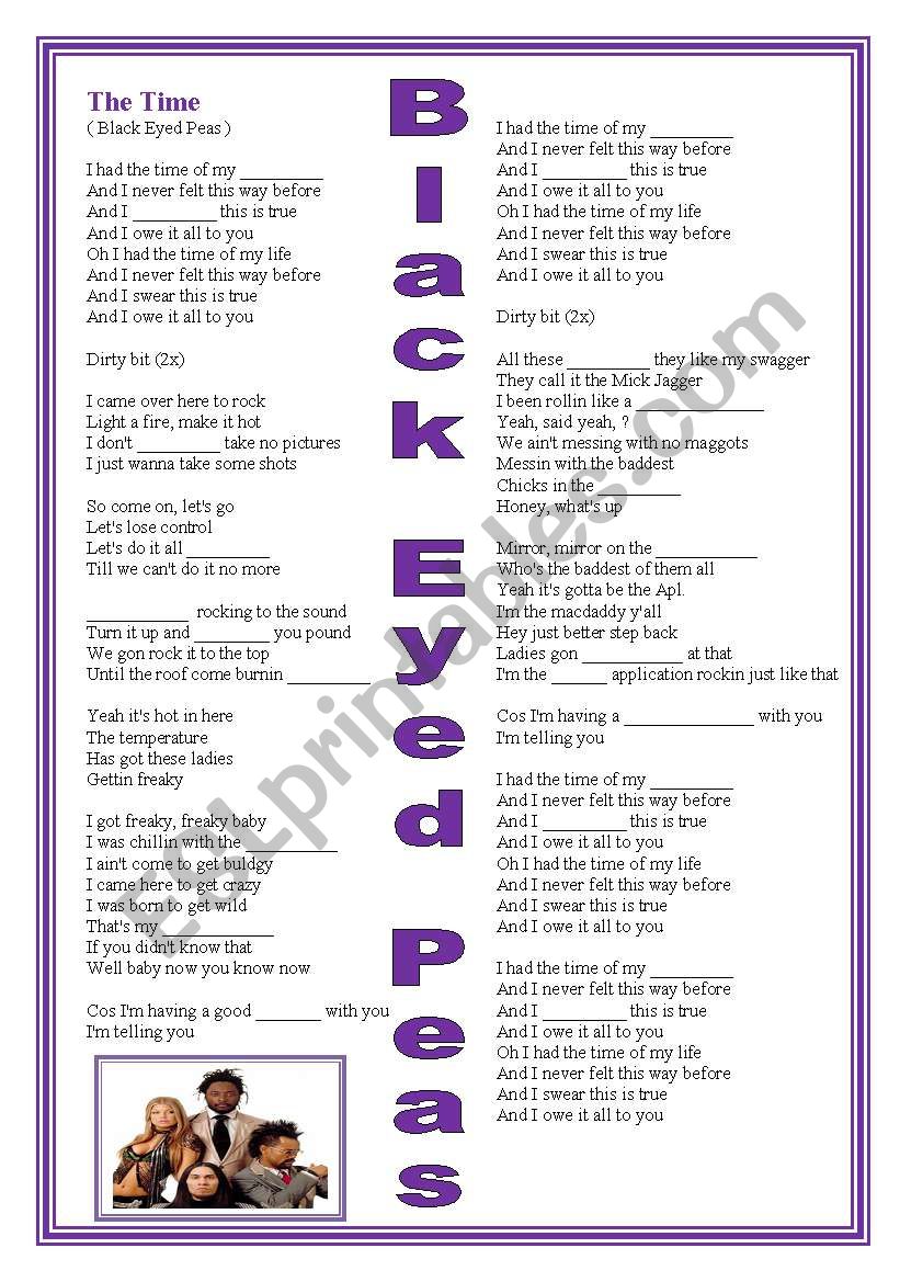 The time - Black Eyed Peas worksheet