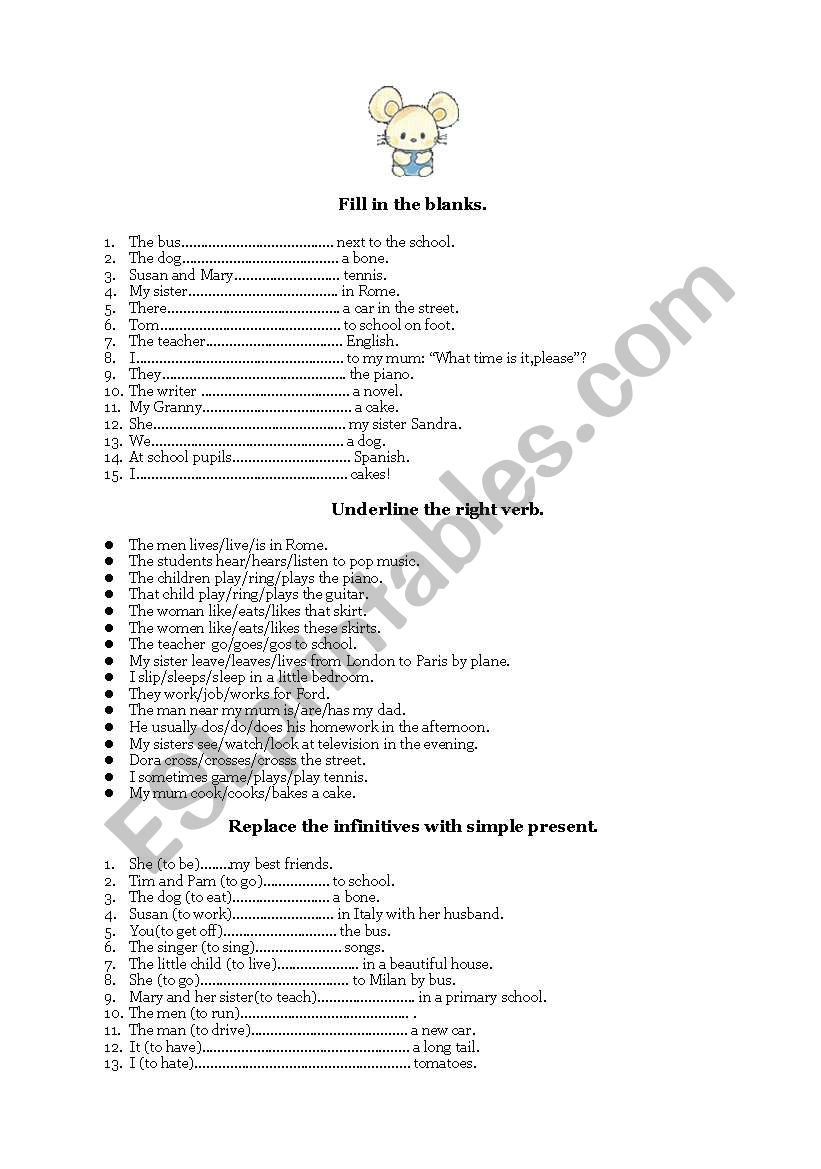 Simple present exercises worksheet