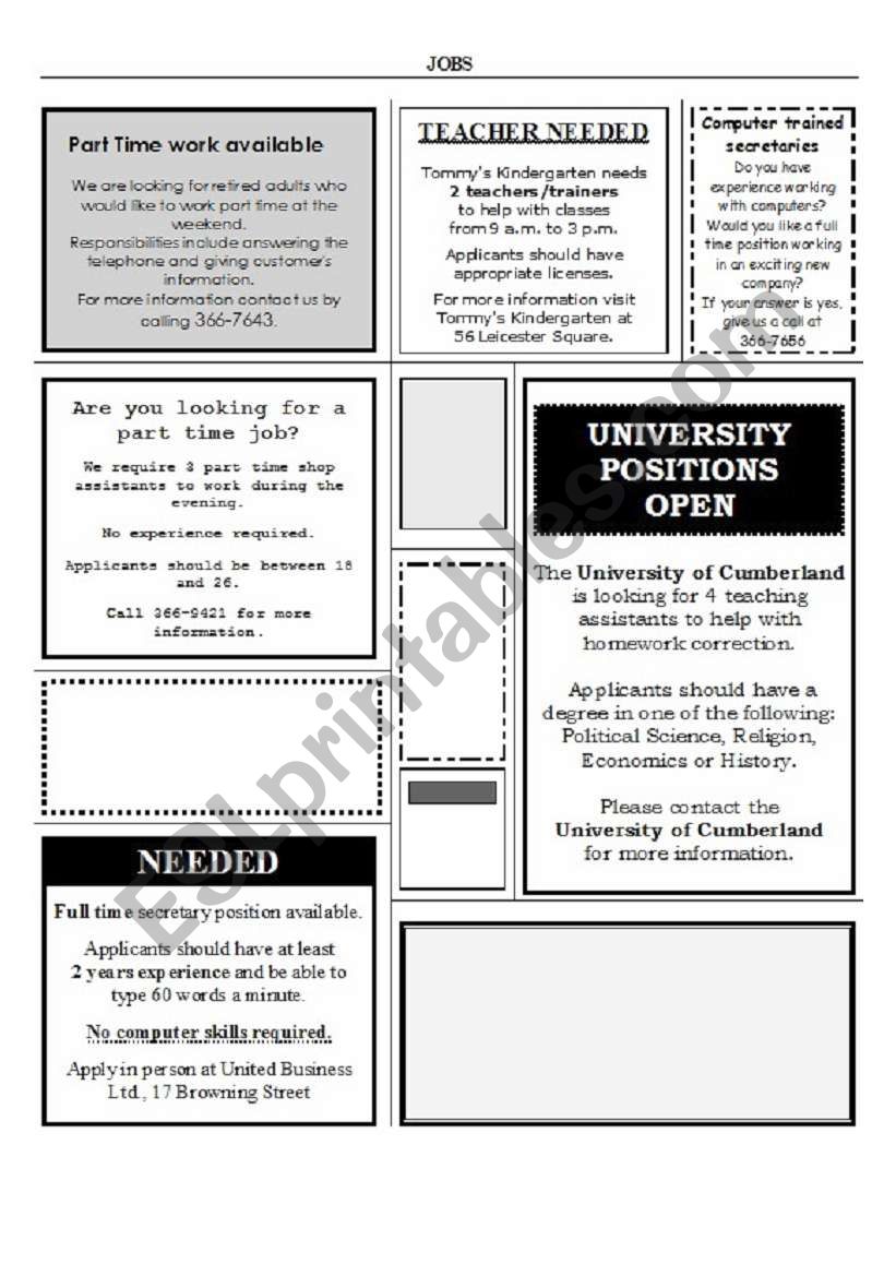 Job ads and candidate profiles - reading activity