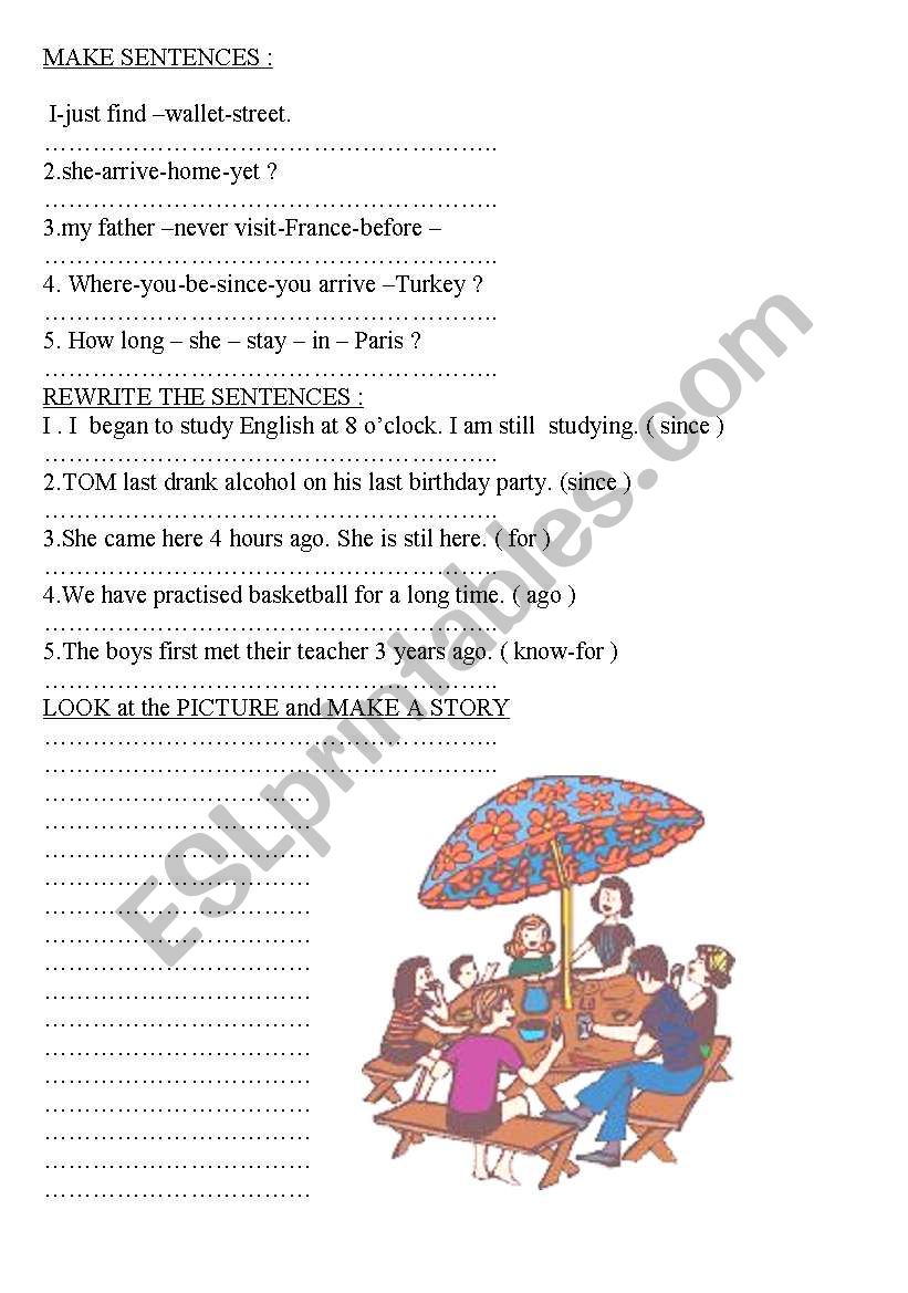 PRESENT PERFECT REVISION worksheet