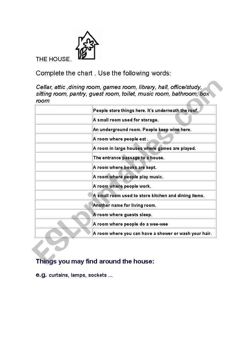 The house worksheet