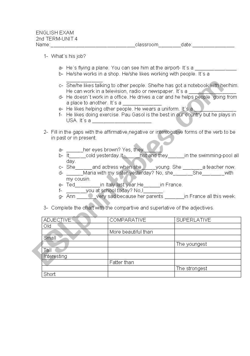 5thgrade exam worksheet