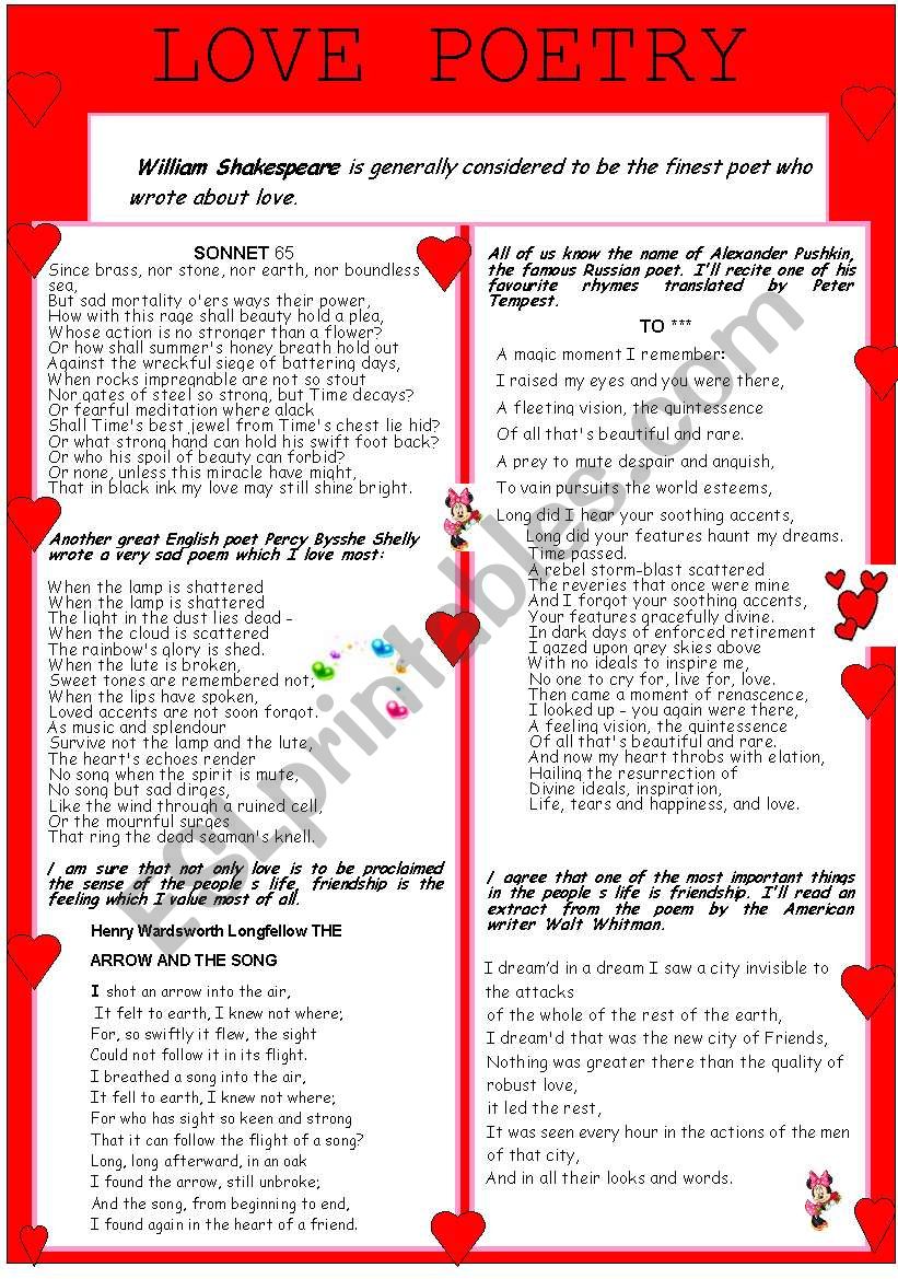 Love Poetry worksheet