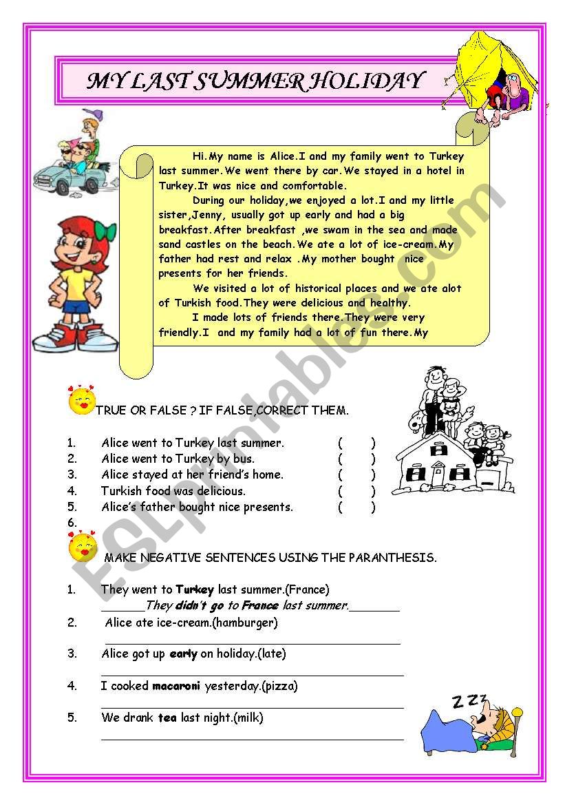 Simple Past Tense Reading  worksheet