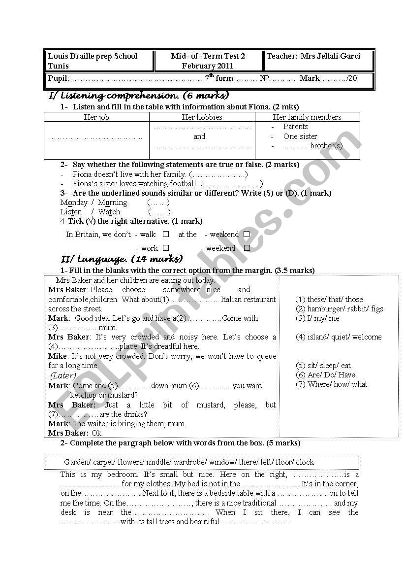 Mid-of-Term Test2 February 2011