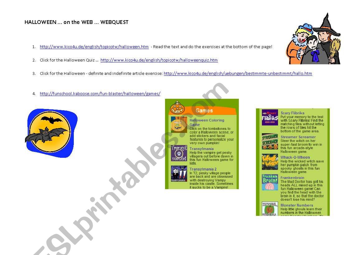 Halloween on the Web worksheet