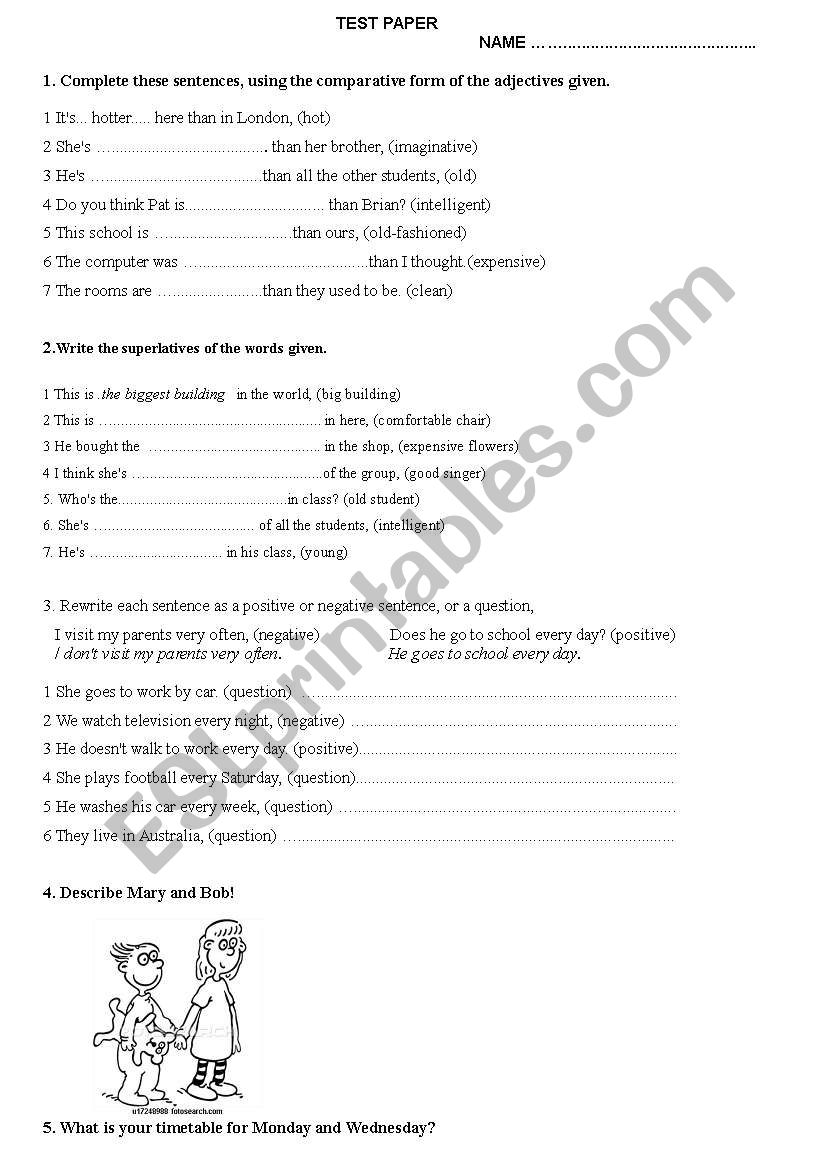 Test   worksheet