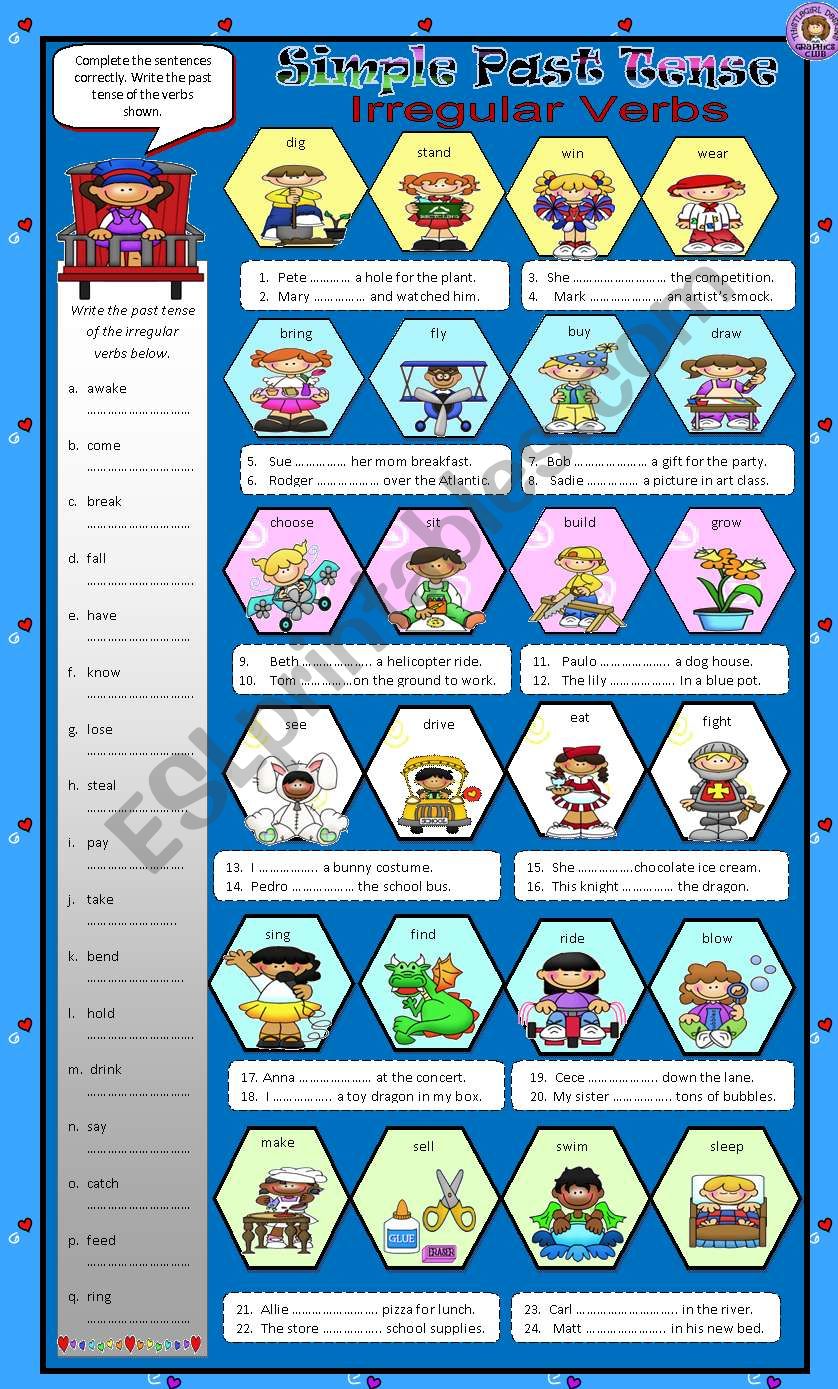 Simple Past tense - Irregular Verbs + Answer key