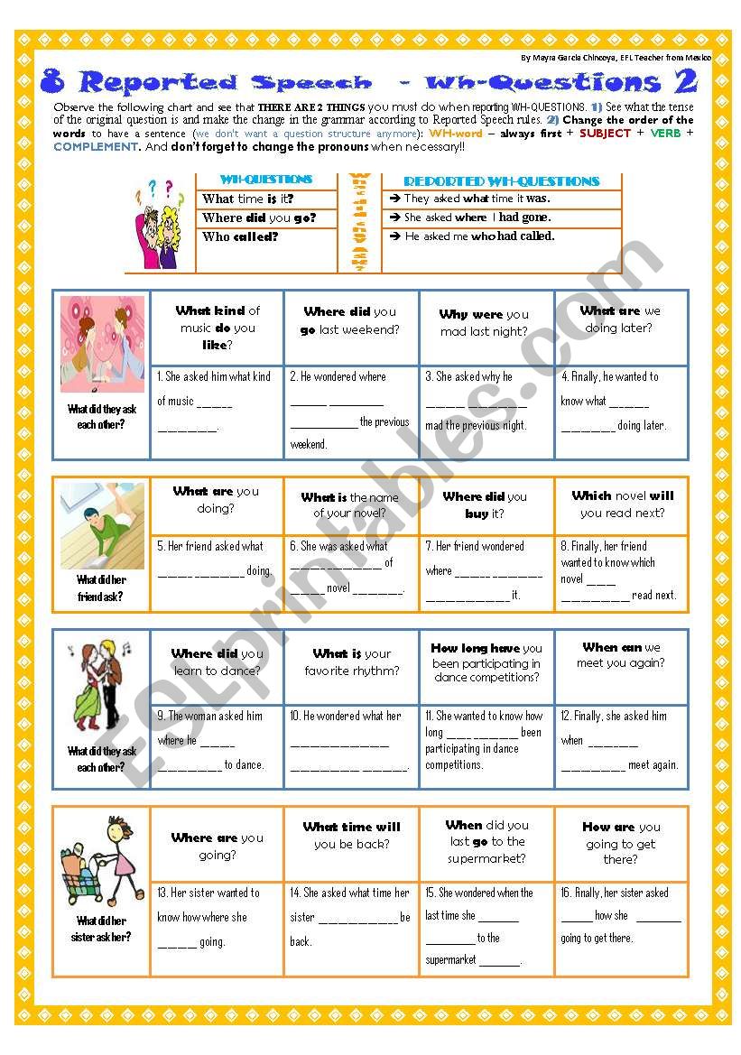 8 REPORTED SPEECH - WH-QUESTIONS 2 