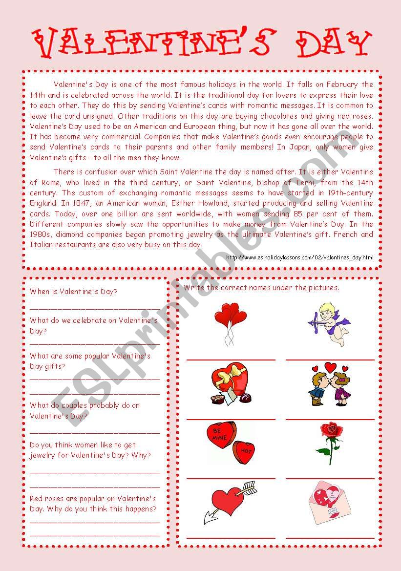 Valentines Day  worksheet