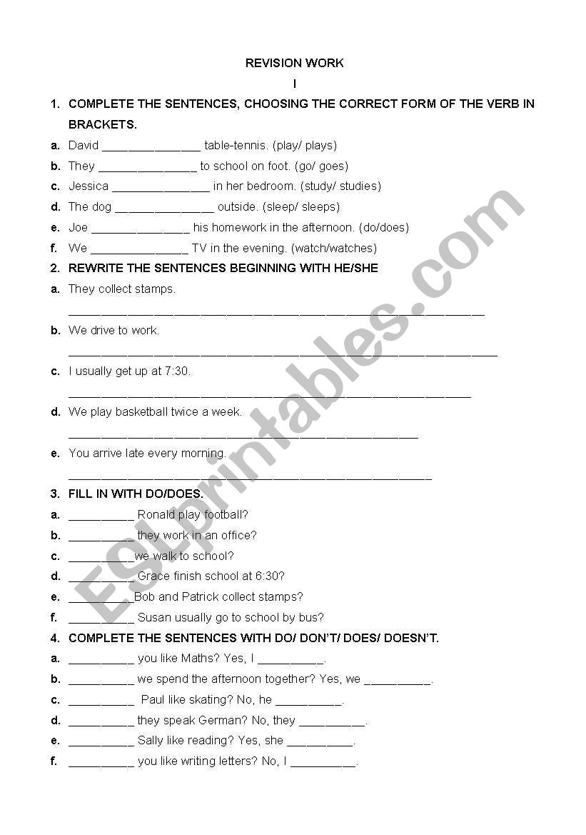 PRESENT SIMPLE worksheet