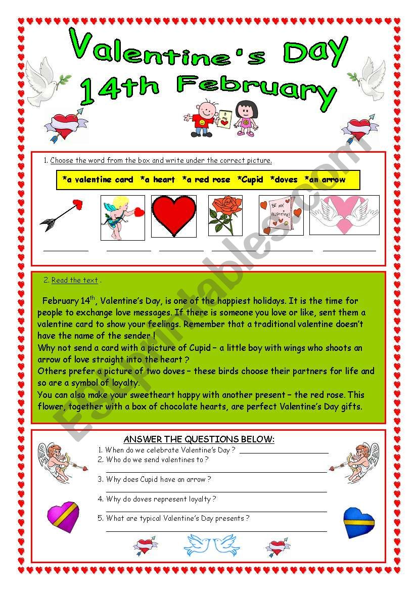 Valentines Day - 14th February (editable & key)