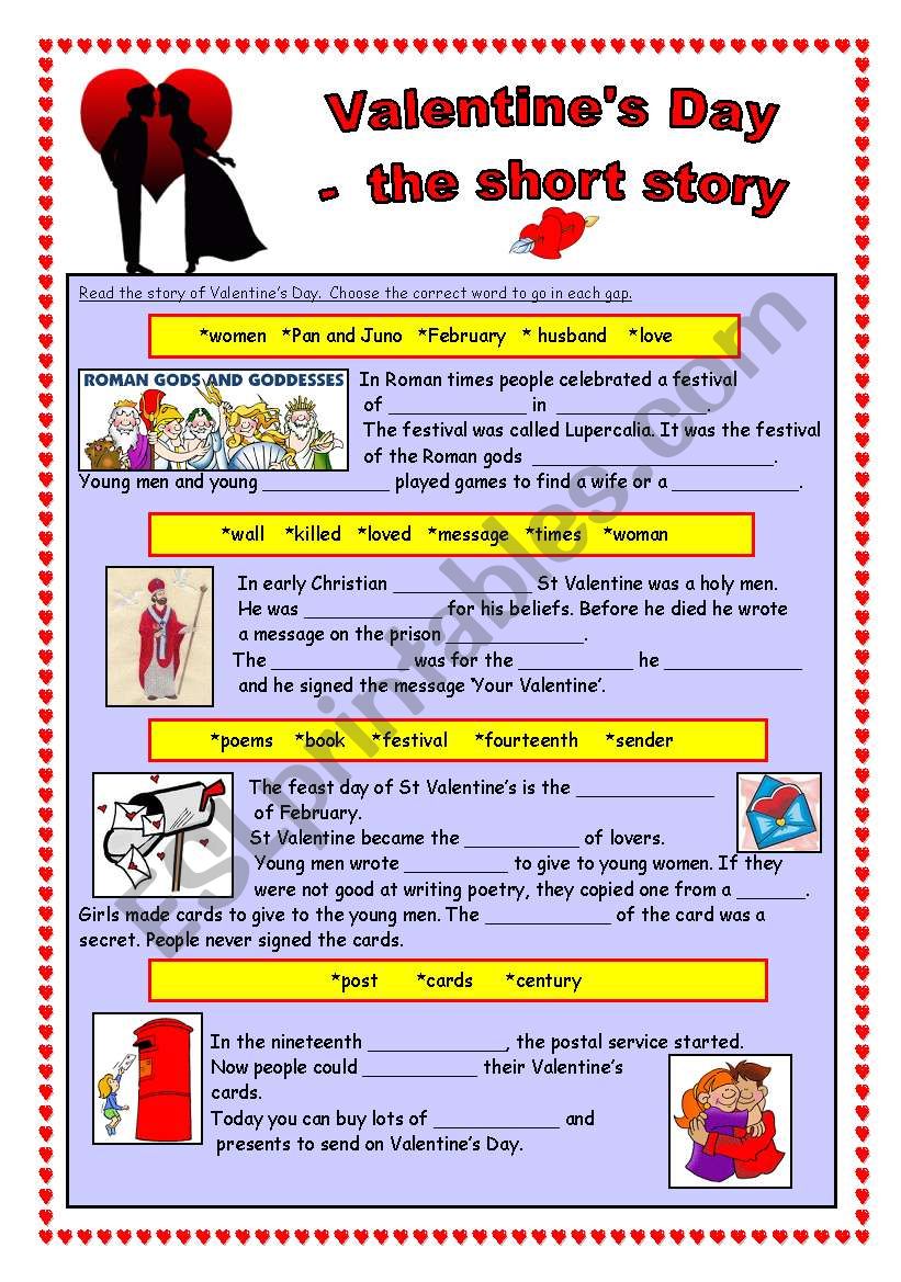 Valentine´s Day - the short story (editable &amp; key) - ESL worksheet by ...
