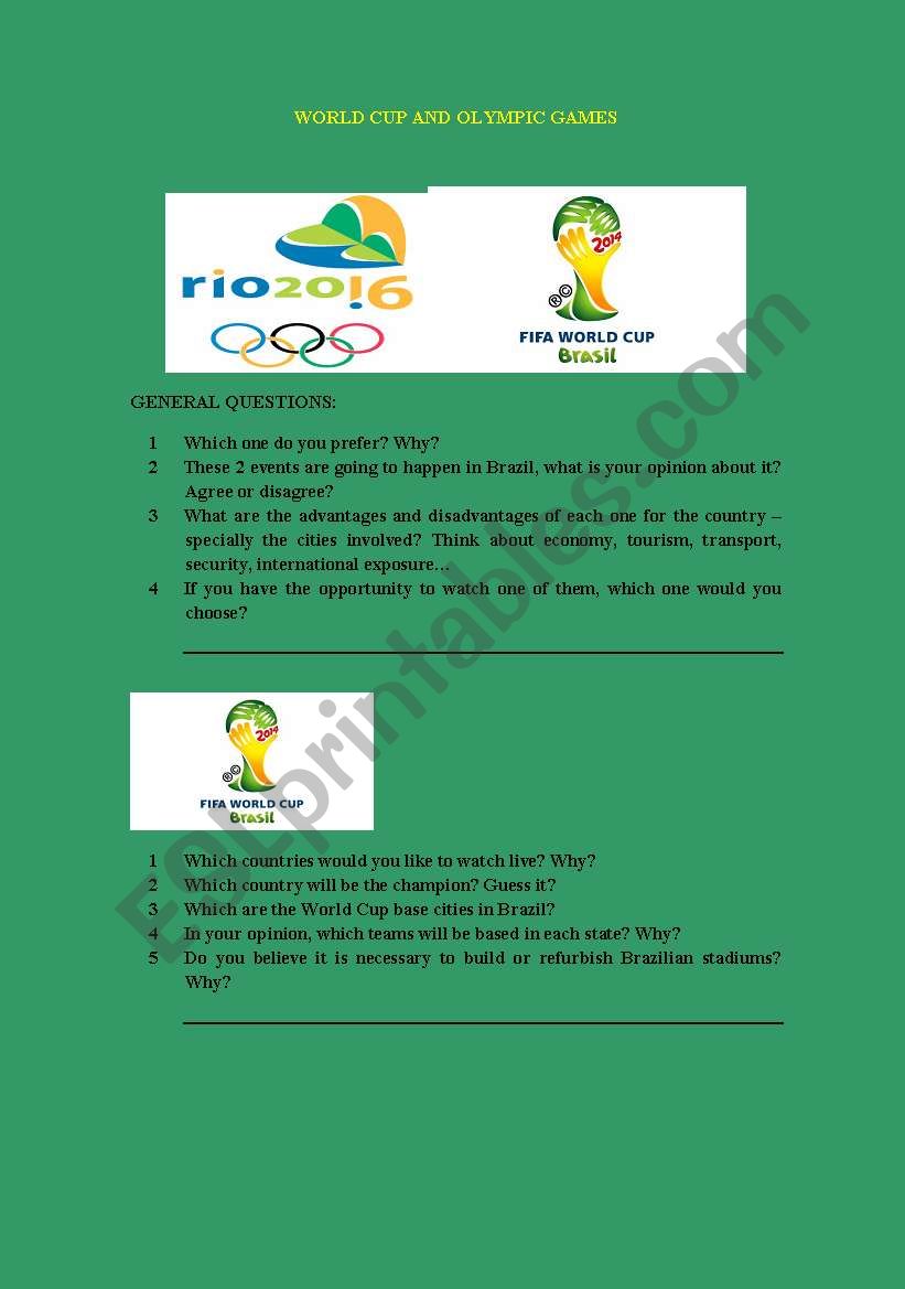 Olimpic Games worksheet