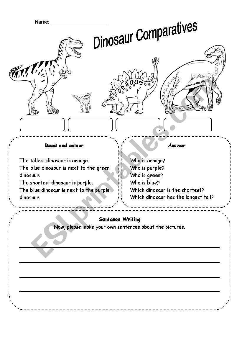 Dinosaur Comparatives worksheet