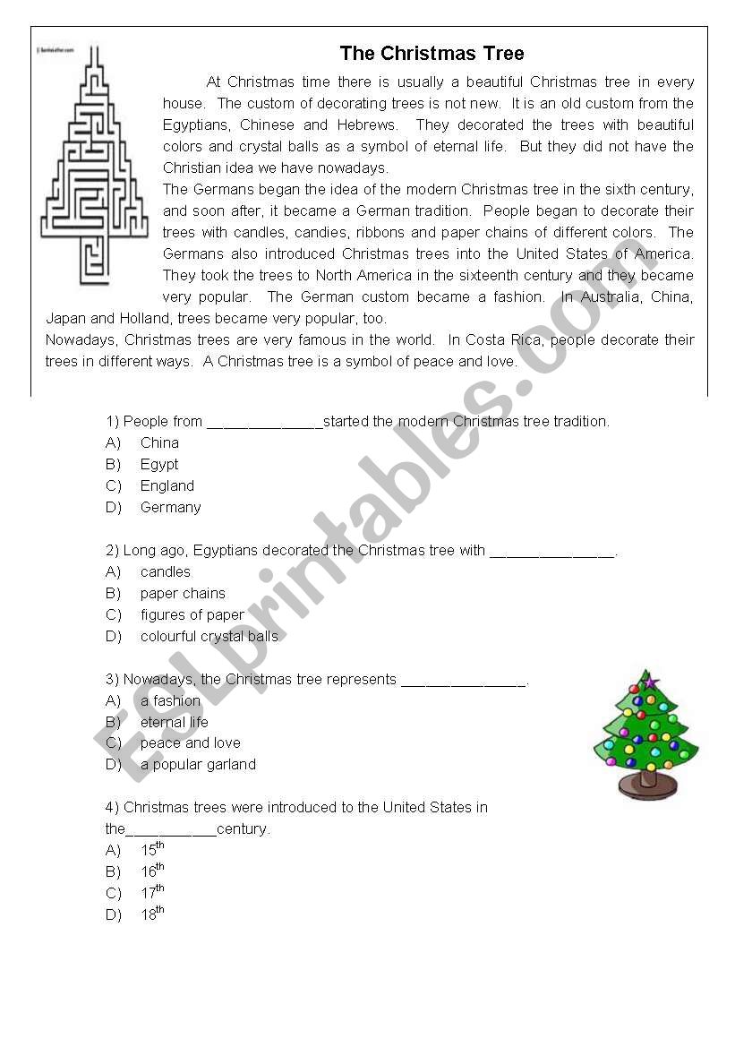 Christmas tree worksheet