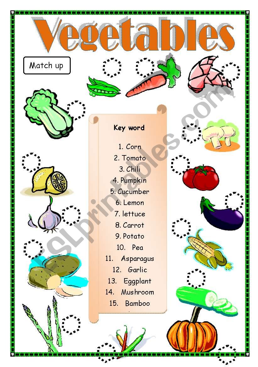 Vegetables worksheet