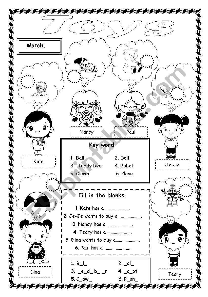 Toys worksheet