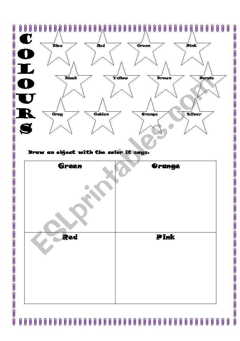 colours worksheet