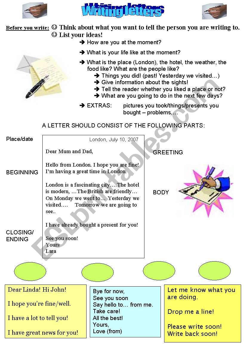 How to write a letter worksheet