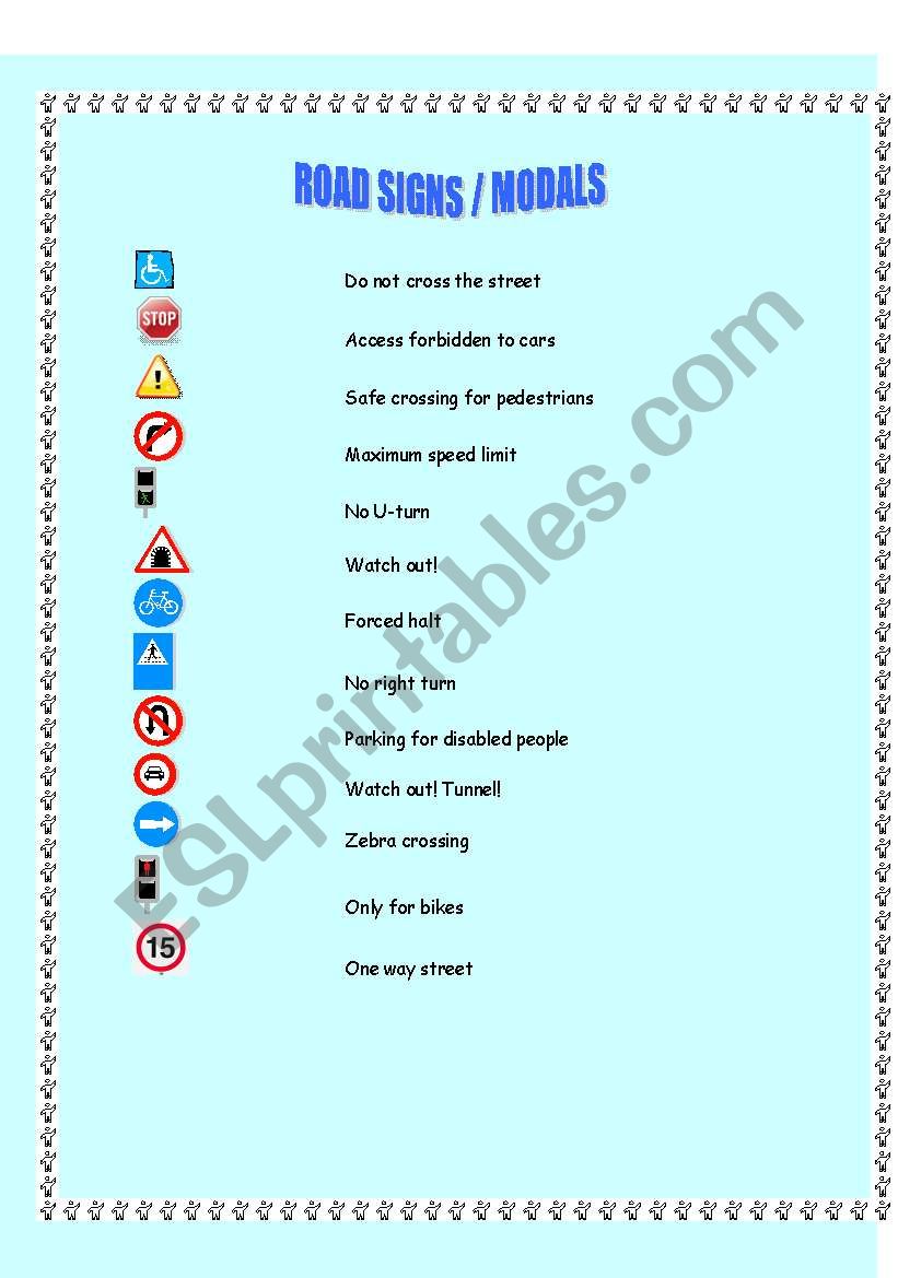 Road signs / modals worksheet