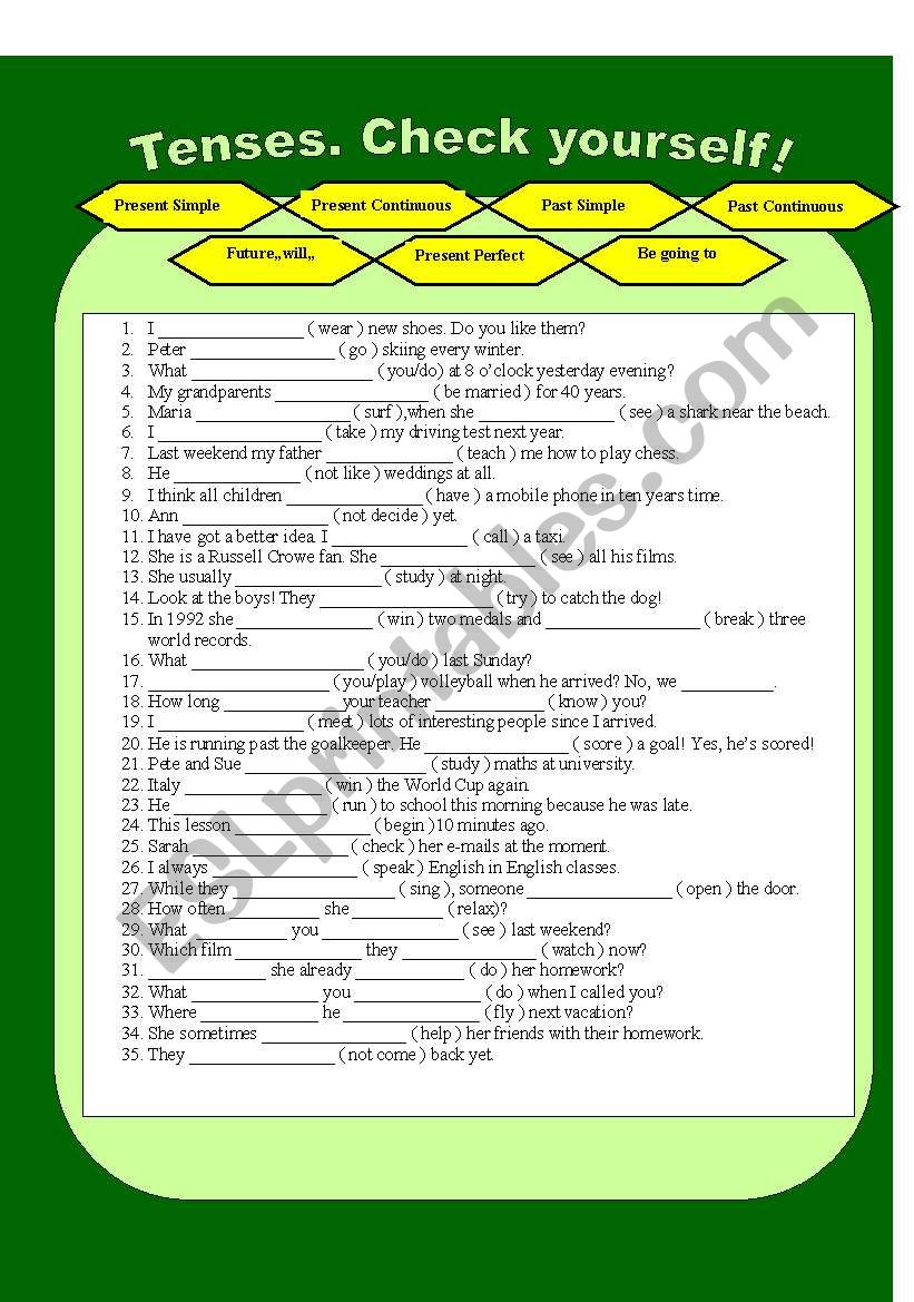 Tenses review worksheet