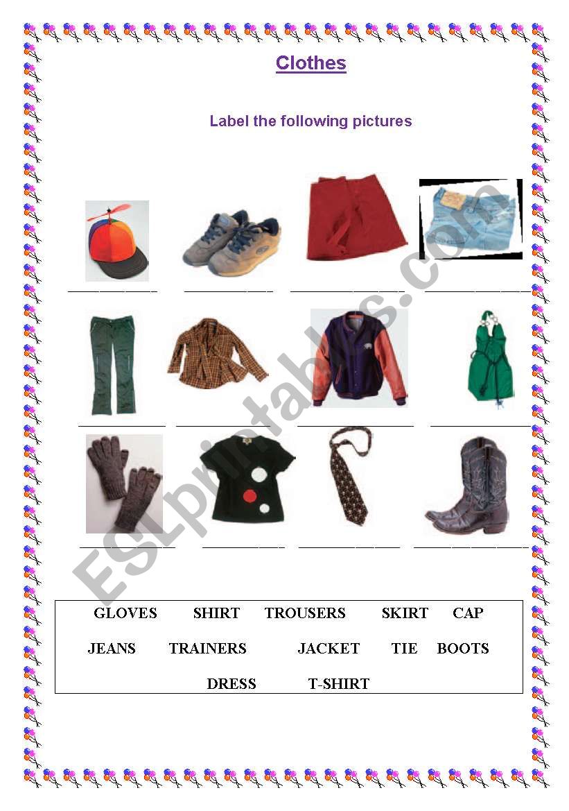 CLOTHES worksheet