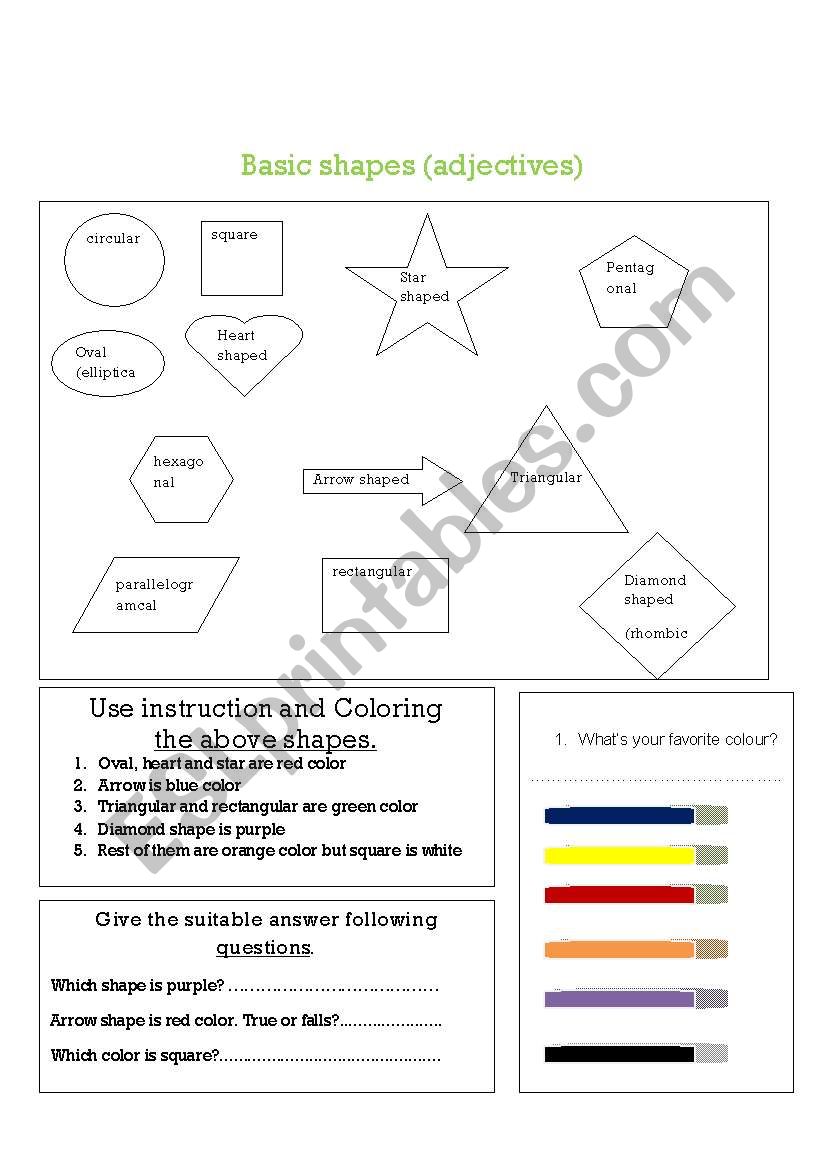 shapes and coloring worksheet