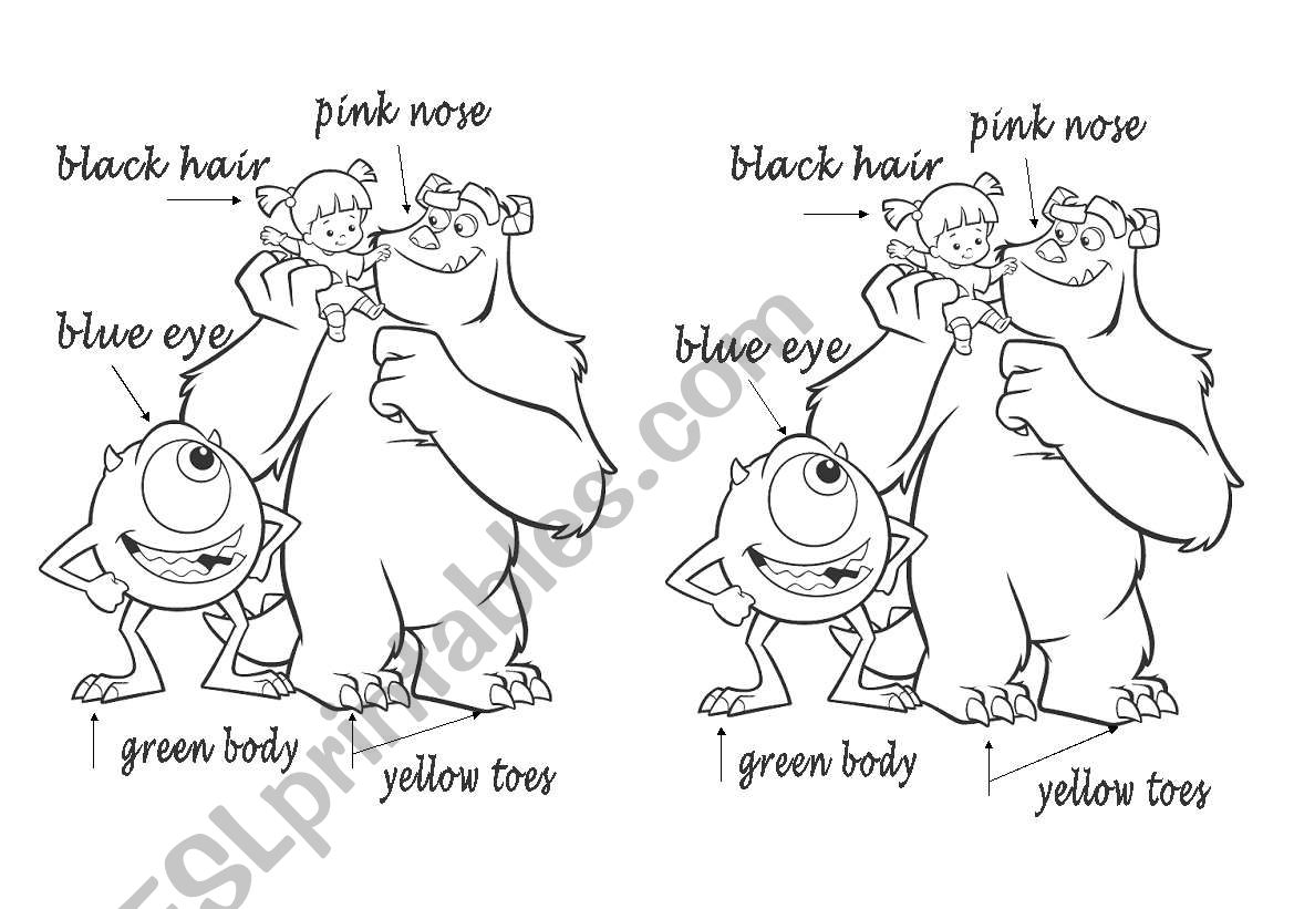 Monsters - color & face worksheet