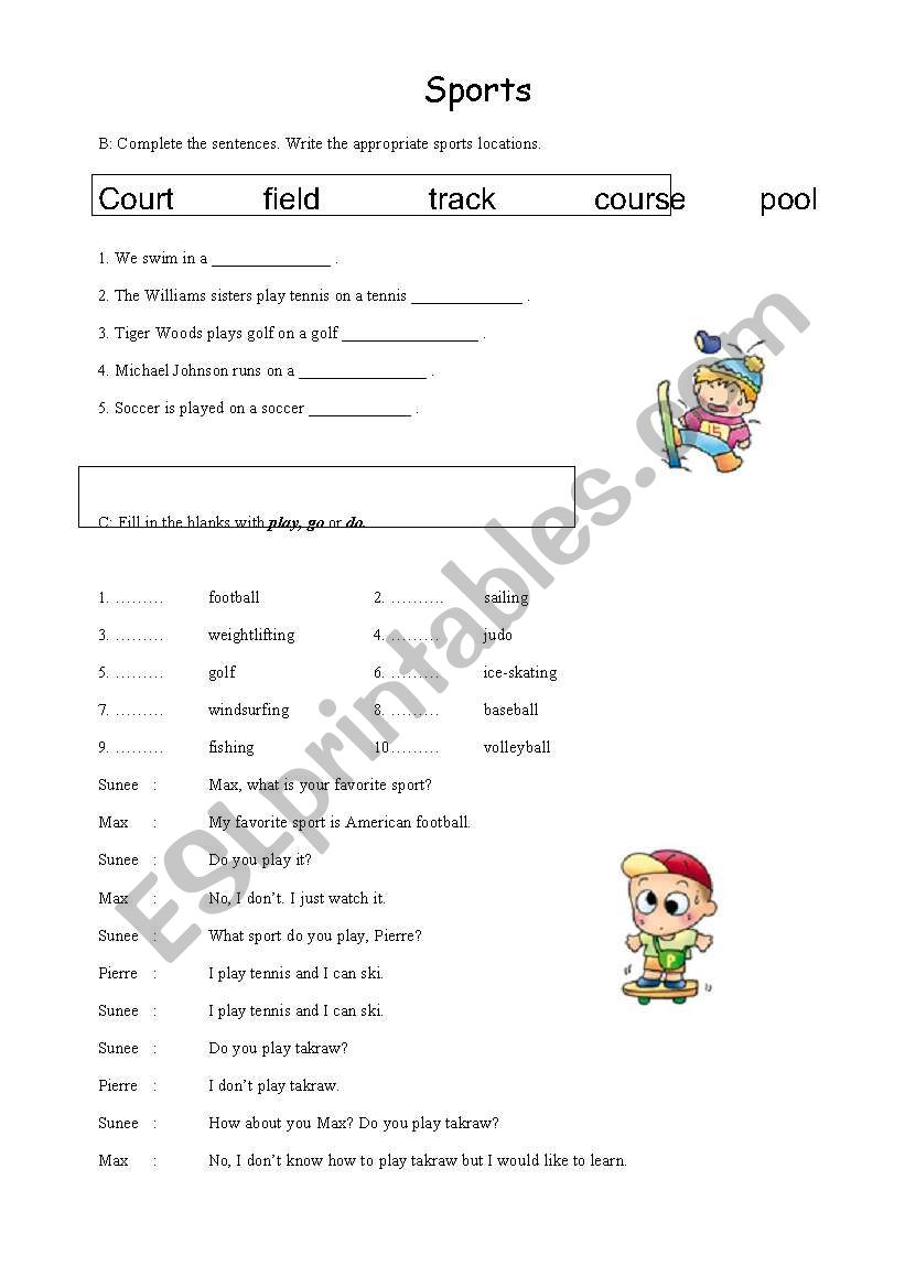 sport worksheet