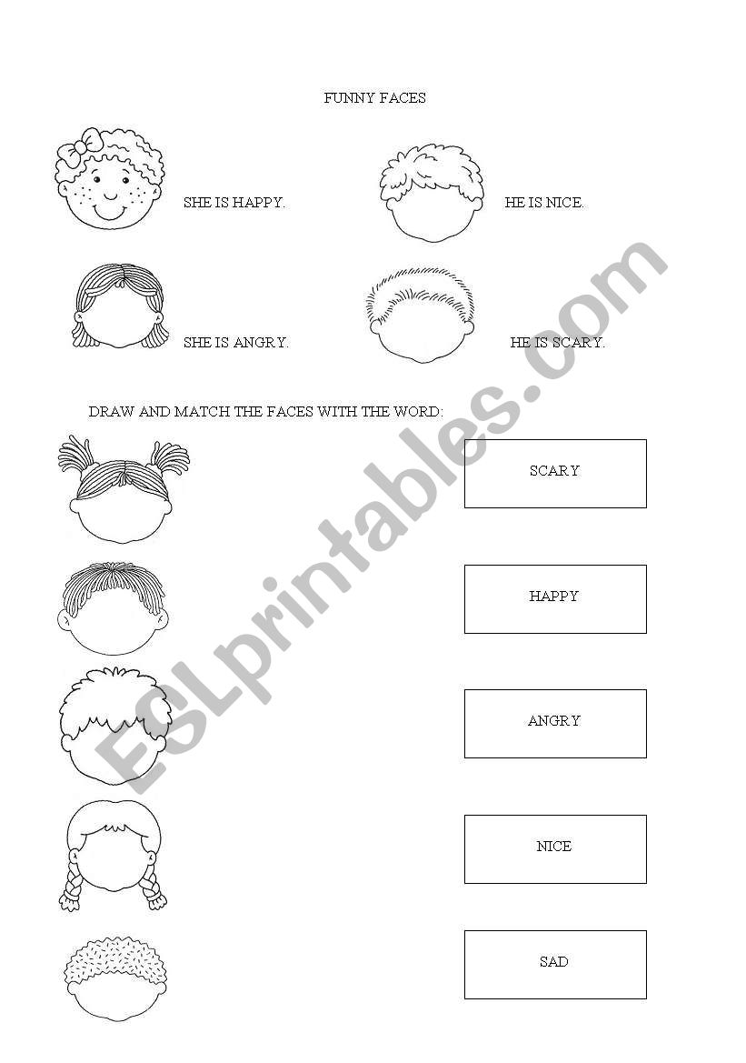 Funny faces worksheet