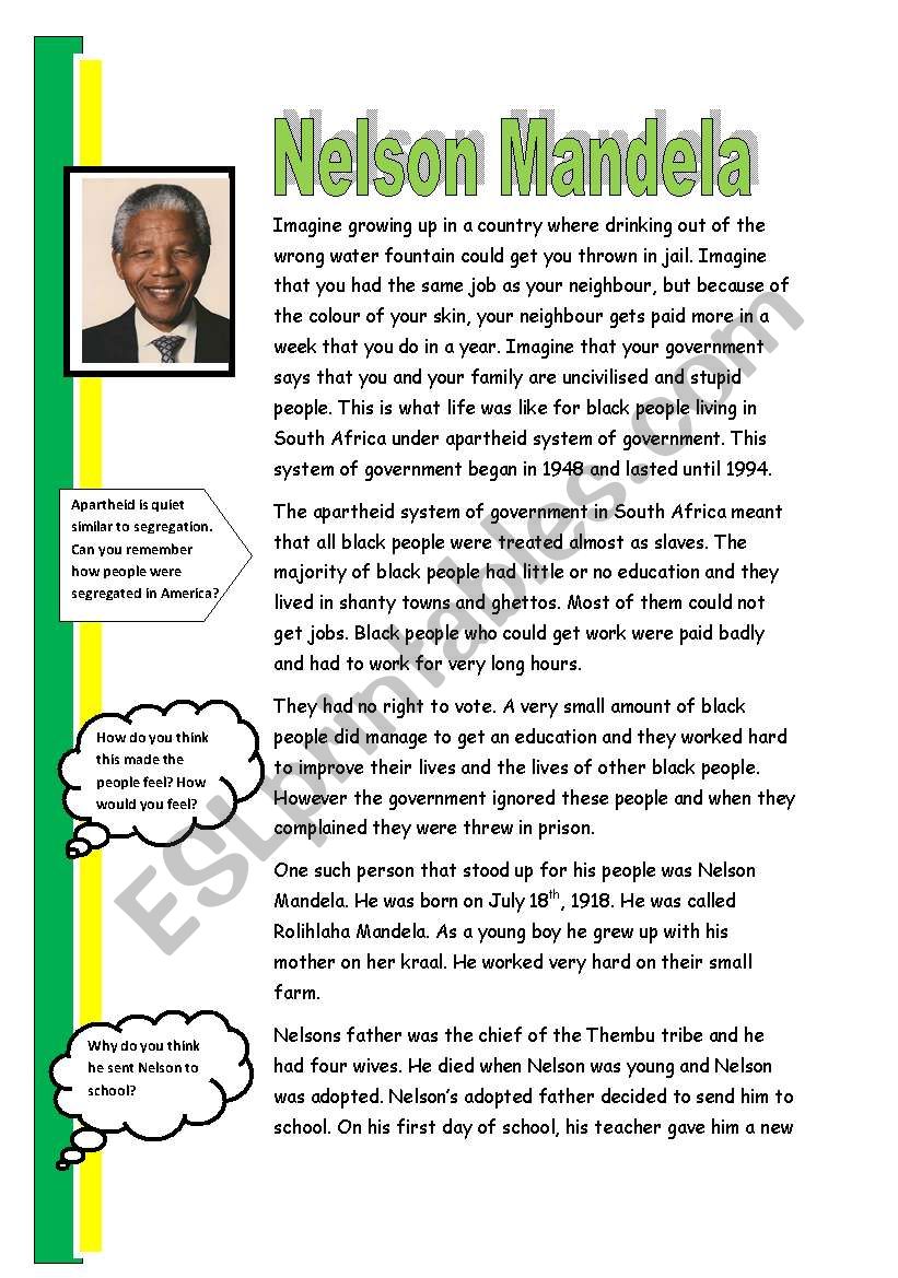 NelsonMandela worksheet