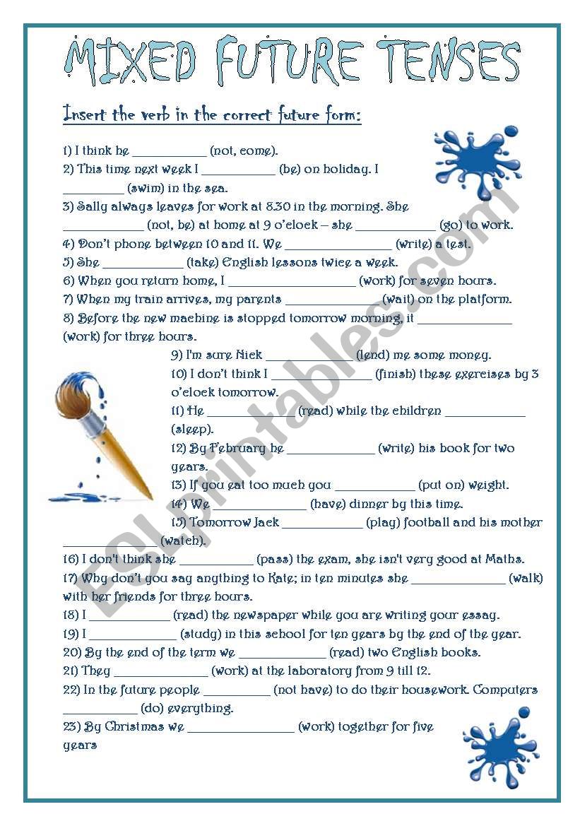 Mixed Future Tenses worksheet