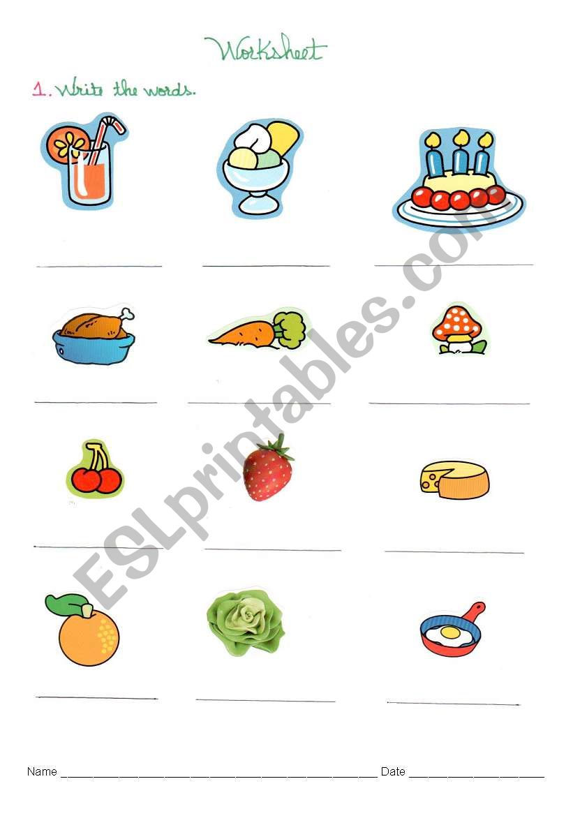 Food worksheet