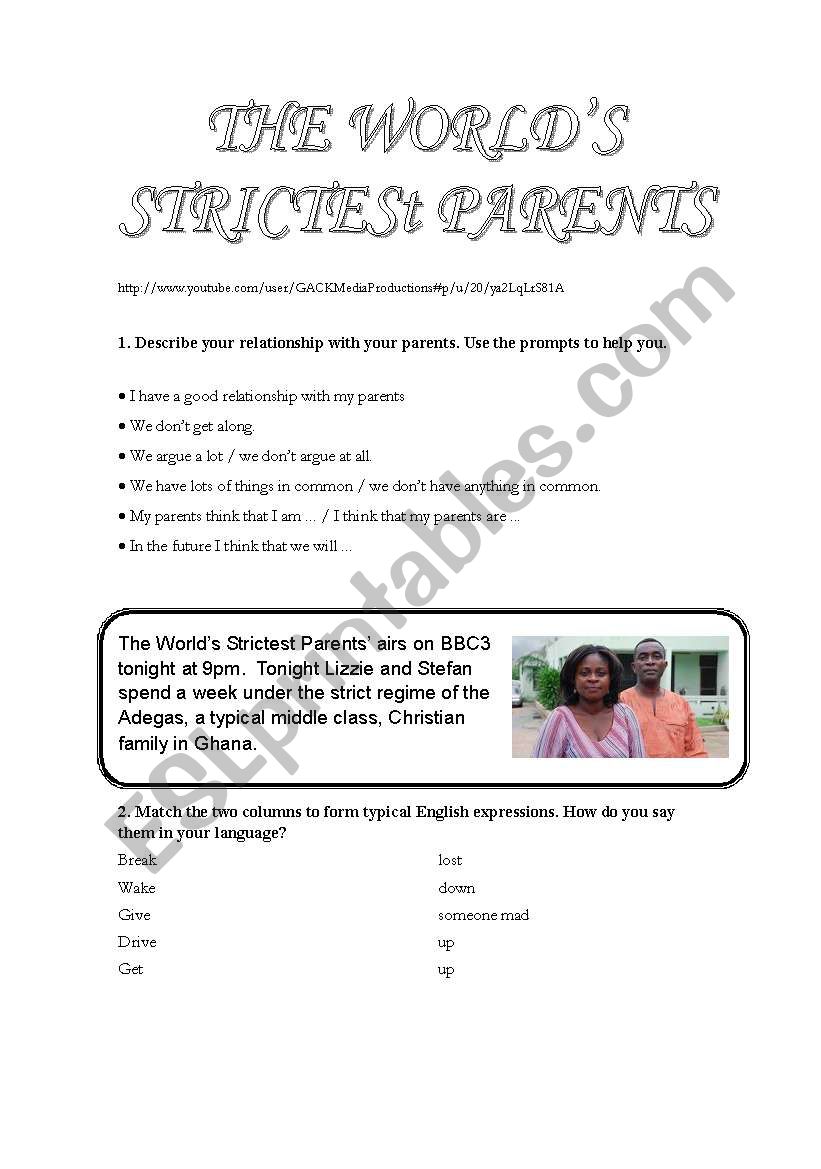THE WORLDS STRICTEST PARENTS worksheet