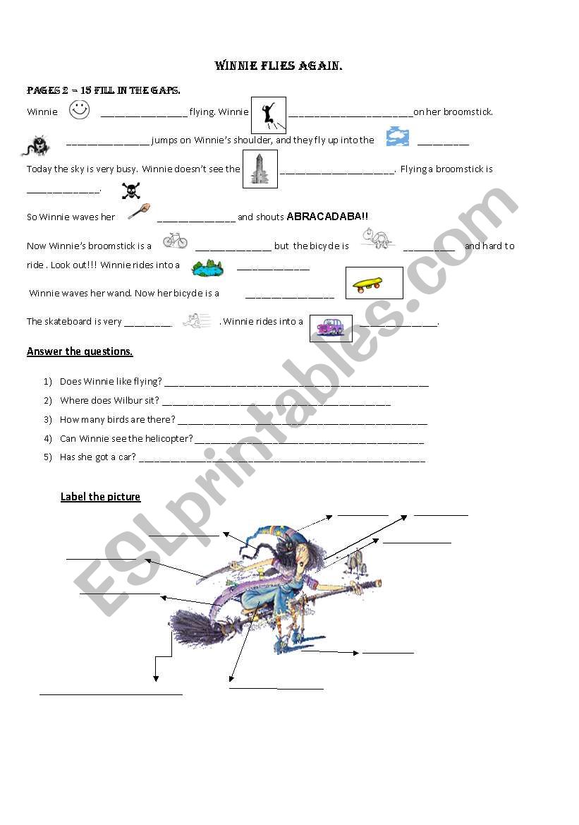 Winnie the witch flies again worksheet