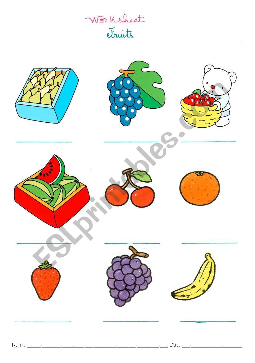 fruits worksheet