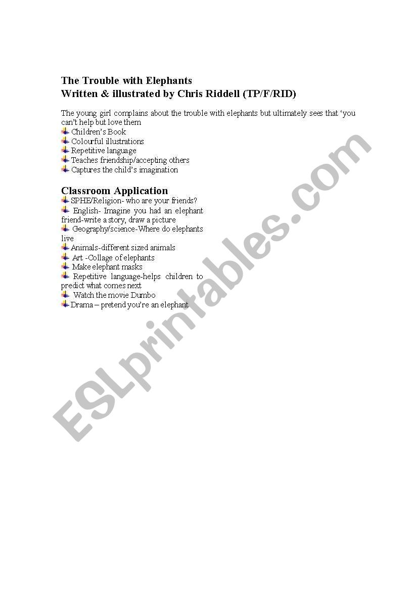 the trouble with elehpants worksheet