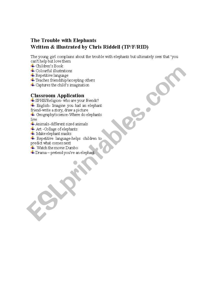 the trouble with elehpants worksheet