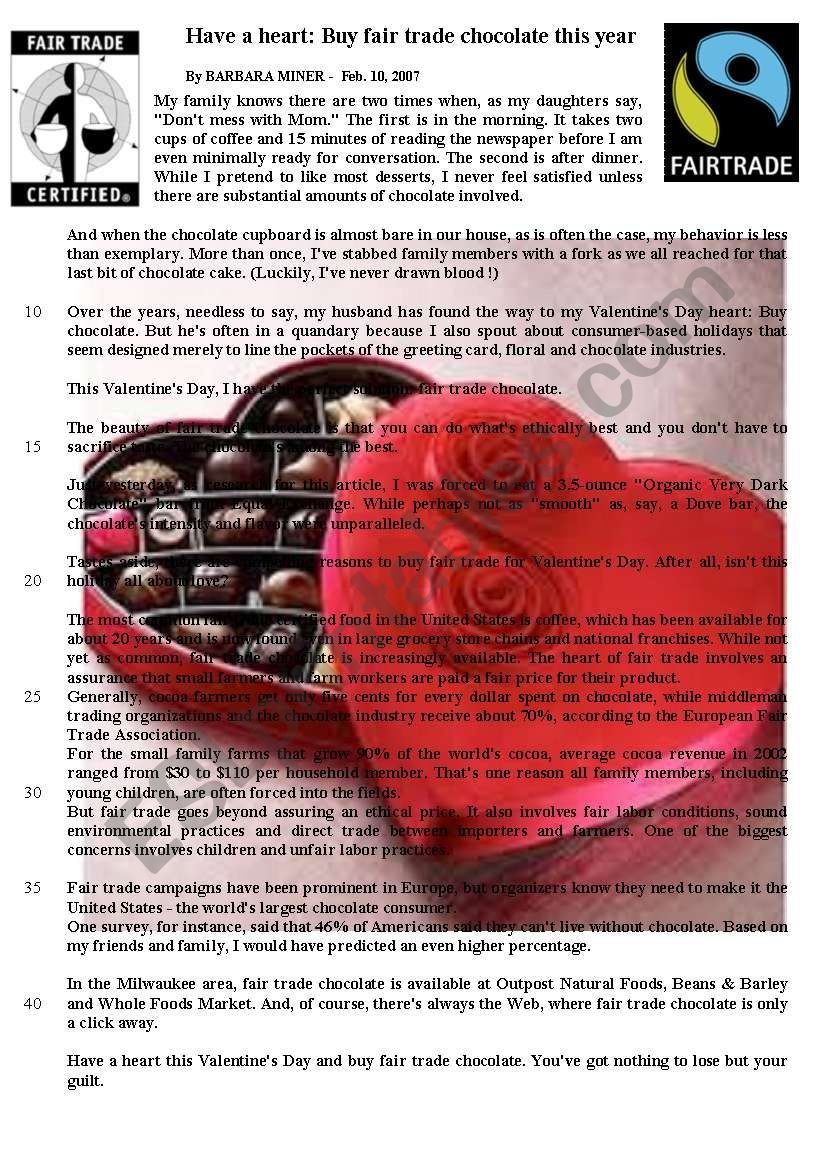 Have a heart, buy fair trade chocolate.