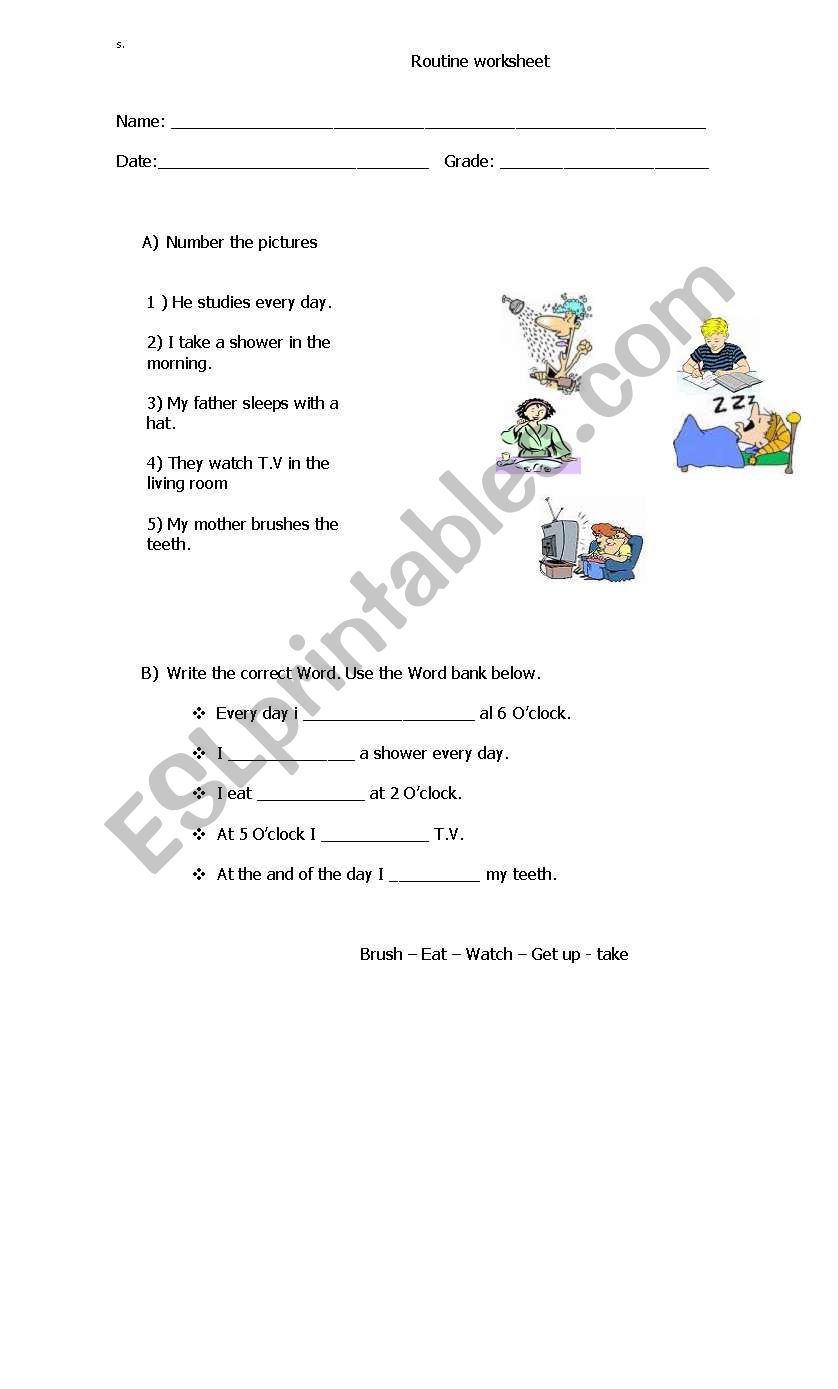 Routine worksheet