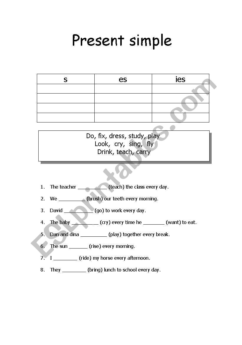 present simple worksheet