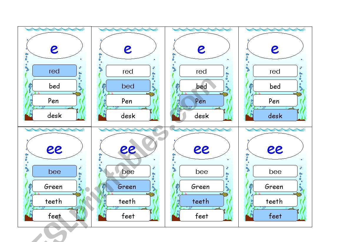 vowels - reading worksheet
