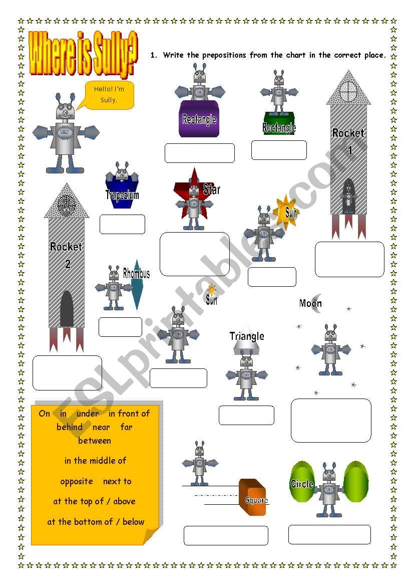 Prepositions of place: Sully  worksheet