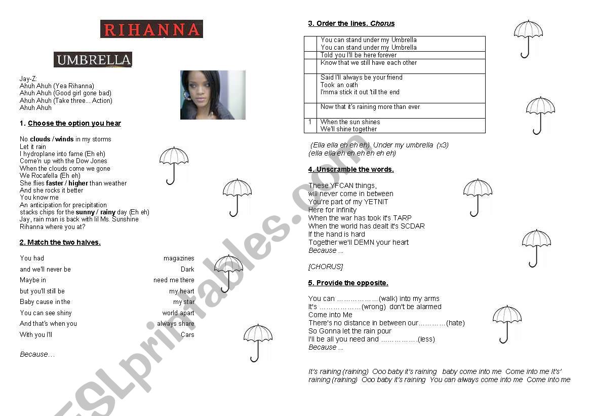 Umbrella worksheet