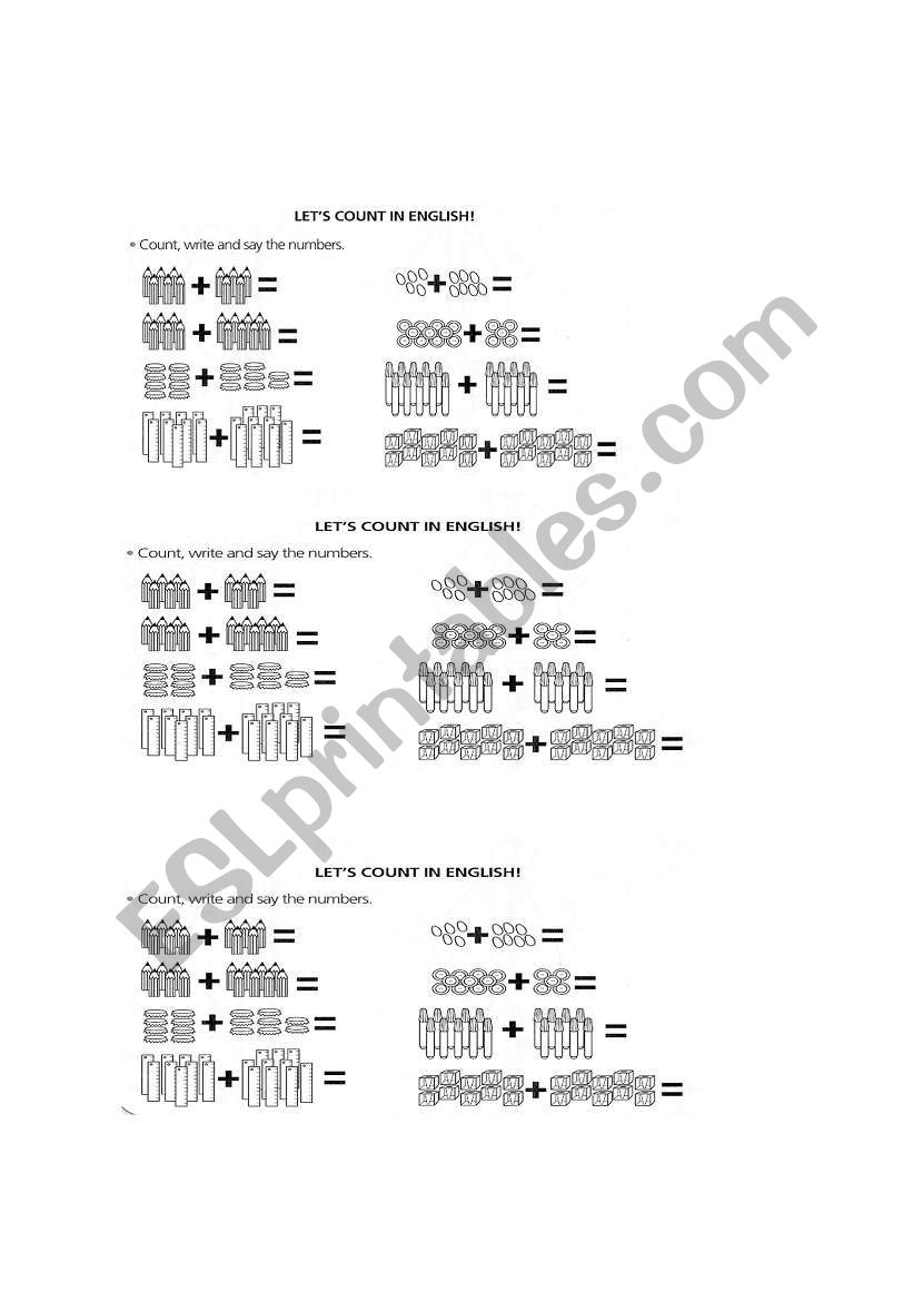 numbers worksheet