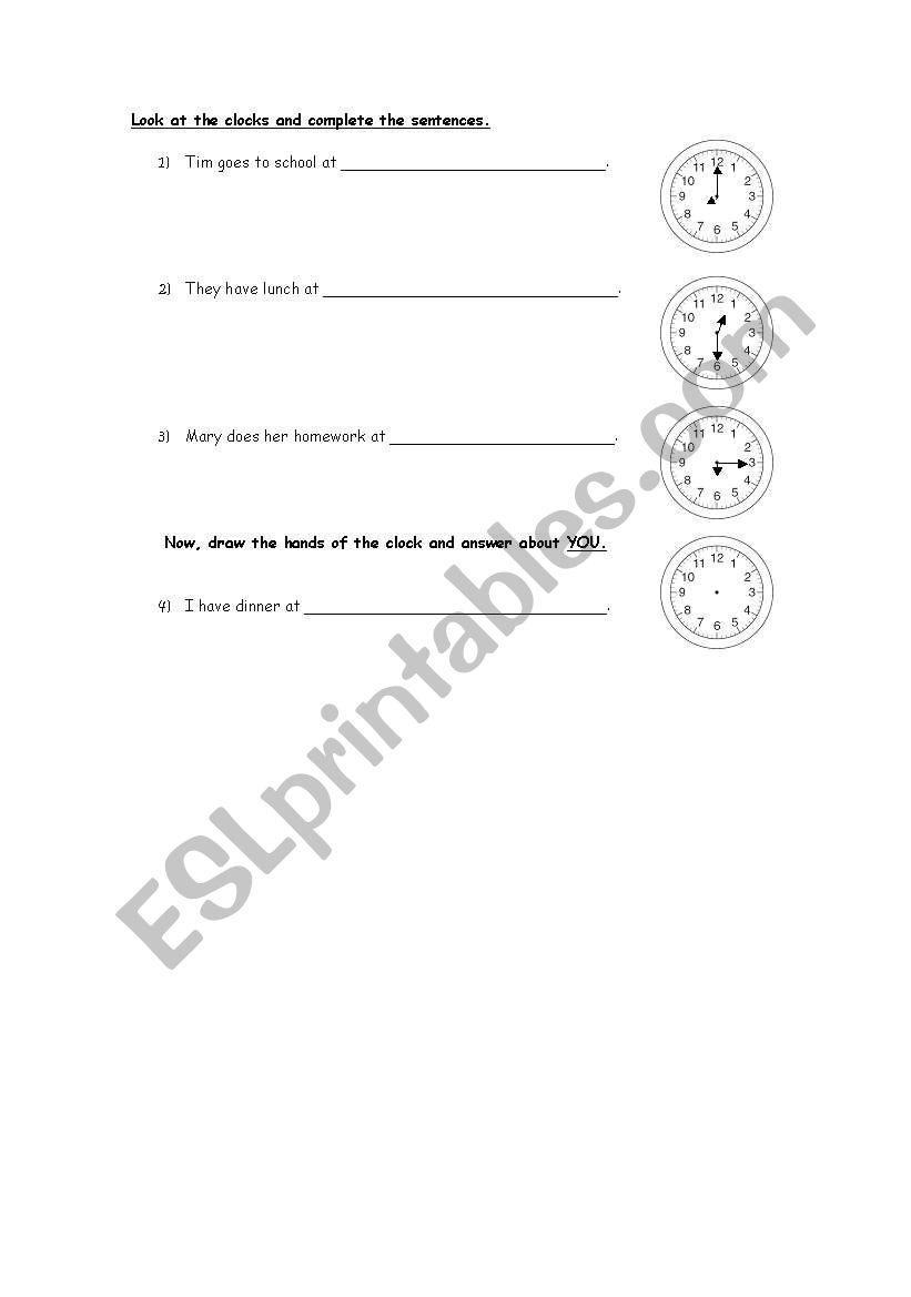 The time worksheet