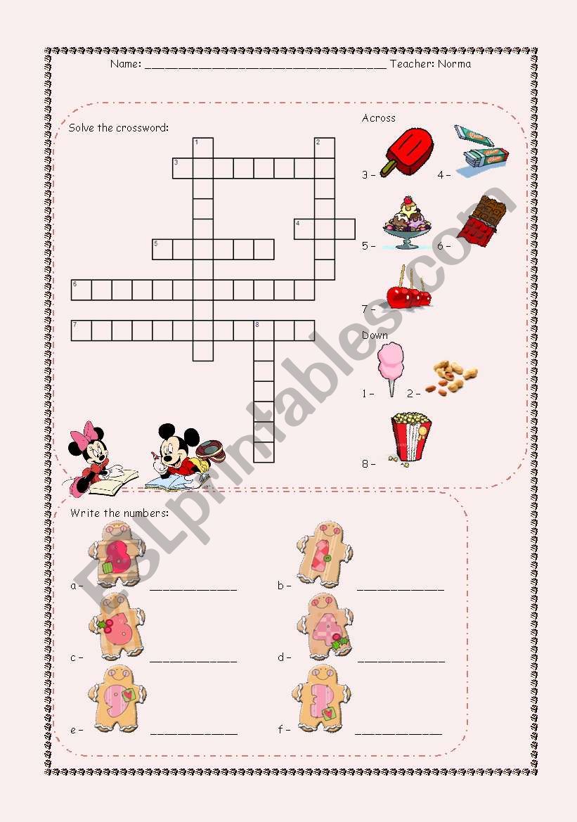 Candies and Numbers worksheet