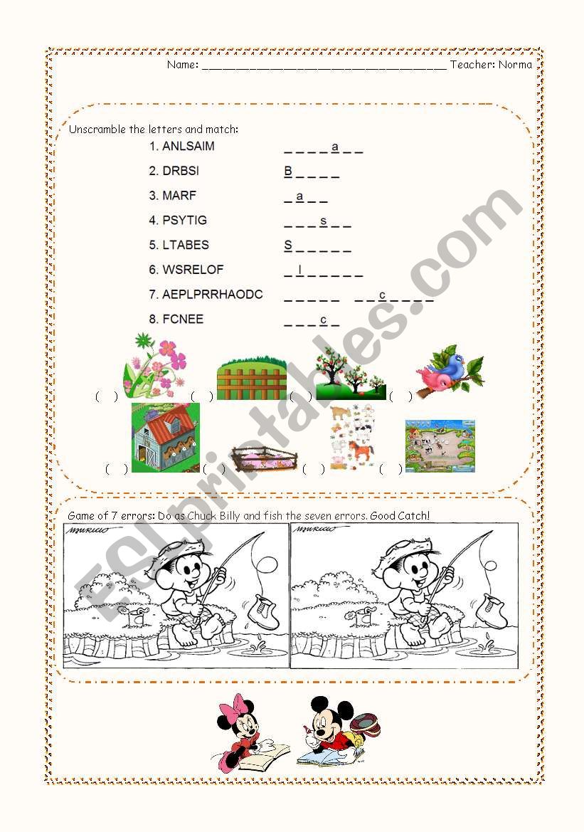 Lets have a trip on a farm!! worksheet